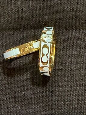 Gold & White Enamel rings with Signature Script